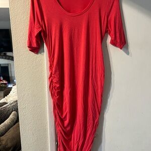 Motherhood Vibrant Red Midi Maternity Dress